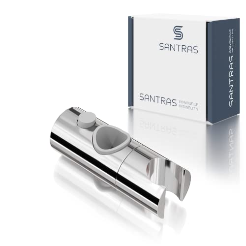 SANTRAS® Universal Gleiter als Handbrause Halterung für Brausestage (ø 25 mm) in Chrom – Verchromte Duschhalterung für Duschkopf im Badezimmer 360° drehbar aus Kunststoff von Santras