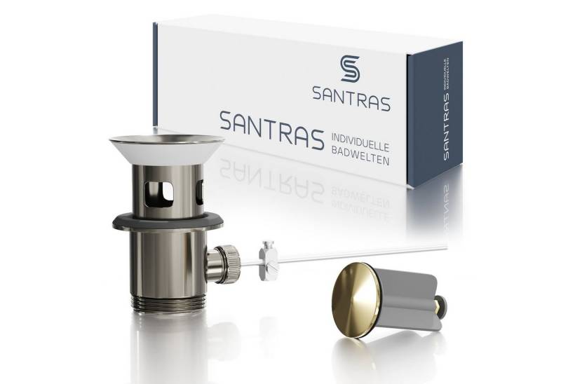 Santras Ablaufgarnitur für Armatur mit Zugstange (Exzenter) in Aranja / Edelmessing Santras Ablaufgarnitur für Armatur mit Zugstange (Exzenter) in Aranja / Edelmessing von Santras