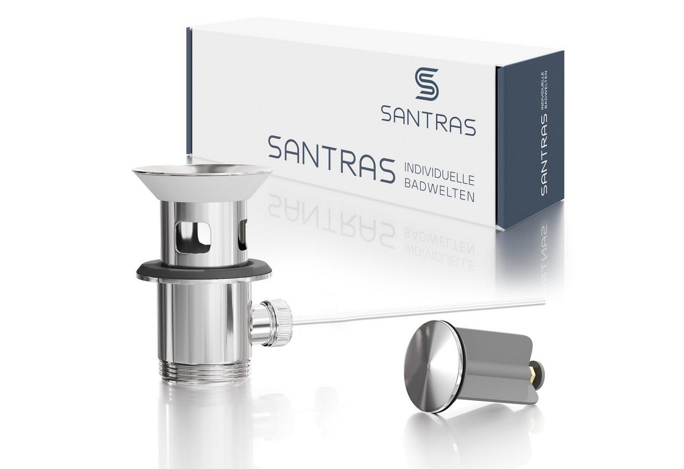 Santras Ablaufgarnitur für Armatur mit Zugstange (Exzenter) in Chrom von Santras