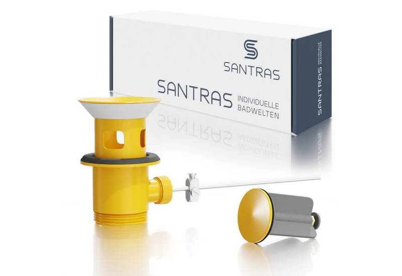 Santras Ablaufgarnitur für Armatur mit Zugstange (Exzenter) in Gelb (RAL 1004) von Santras