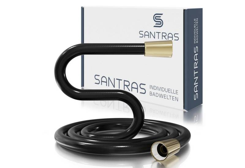 Santras Brauseschlauch Duschschlauch aus Kunststoff 1/2" in Schwarz/Gold (1,25, 1,50, 2,00 m) von Santras