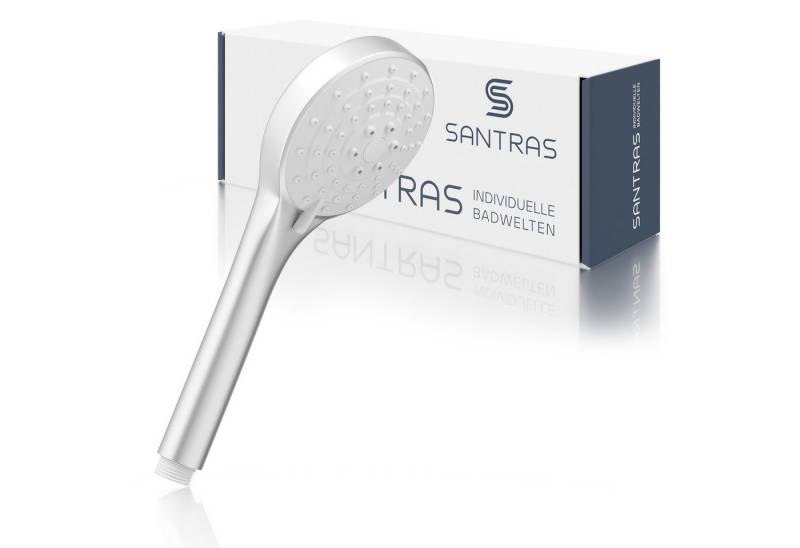 Santras Handbrause in Velourchrom - dreifach verstellbarer Duschkopf mit Wassersparer von Santras