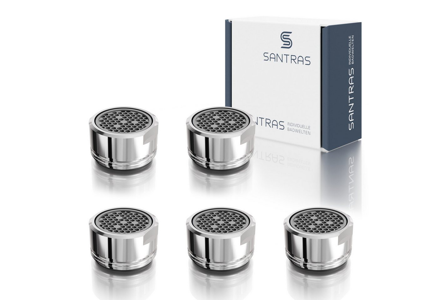 Santras Waschtischarmatur Luftsprudler / Strahlregler M24 in Chrom (5-St) von Santras