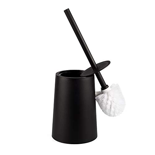 Santrue Schwarz WC Bürste und Halter Mit Deckel Kunststoff Toilettenbürste Mit Halter toilettenbürstenhalter Schwarz WC bürstenhalter von KOLLIEE
