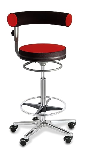 Sanus®-Gesundheitsstuhl Hochstuhl Schreibtischstuhl Sitzhöhe variabel von 63-89 cm, Stoffbezug (rot/schwarz), Ergonomischer Bürostuhl von Sanus