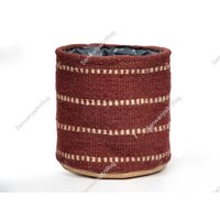 Jute Blumentopf | Übertopf Jutekorb Blumenkorb-Topf Gartenarbeit Geschenk Farbenfroher Korb von SanwariyaArtRug
