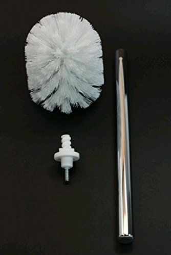 SANWOOD Ersatzbürste komplett mit Bürstenkopf zu WC-Kombi-Bürstengarnituren, Metall, Chrom,weiß, 7.5 x 7.5 x 35.5 cm von SANWOOD