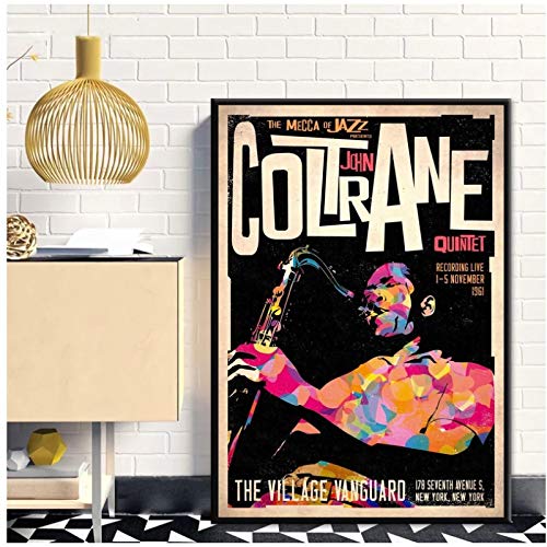 John Coltrane Retro-Stil Musik Star Poster Malerei Kunst Poster Druck Wandkunst Leinwand Poster Bilder Schlafzimmer Home Decor Geschenk-50x70cm No Frame von Sanwooden