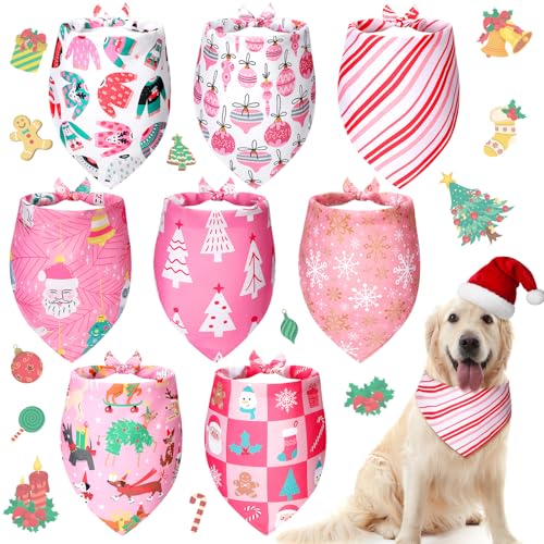 Sanwuta Hundehalstücher für Hündinnen, Weihnachtsmann-Kostüm, Dreieck, für Hündinnen, verstellbar, für Weihnachten, Kostüm, Zubehör, Dekoration, 8 Stück von Sanwuta