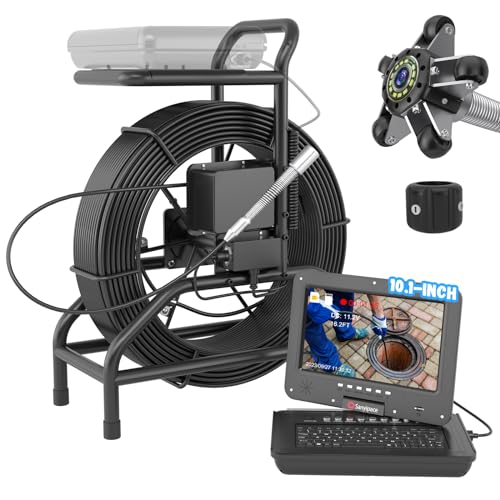 Professionelle Rohrkamera 512hz, 10-zoll HD Inspektionskamera Kanalkamera mit 100M/328ft Kabel und Abstandszähler, Rohr Kamera Selbstnivellierend, Kamera für Abflussrohre Wasserdicht mit Tastatur Professionelle Rohrkamera 512hz, 10-zoll HD Inspektionskamera Kanalkamera mit 100M/328ft Kabel und Abstandszähler, Rohr Kamera Selbstnivellierend, Kamera für Abflussrohre Wasserdicht mit Tastatur von Sanyipace