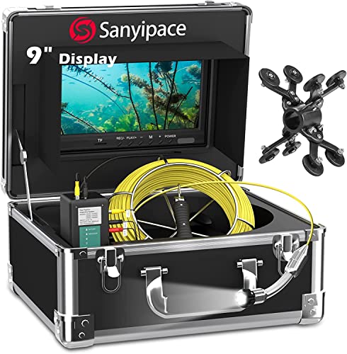 Rohrkamera 20M mit 9" Bildschirm, Rohr-inspektionskamera DVR Endoskop Kanalkamera mit Licht Wasserdicht IP68 Professionelle Schlauchkamera für Abfluss Video Inspektion mit 1000TVL CCD Detektor Kamera von Sanyipace