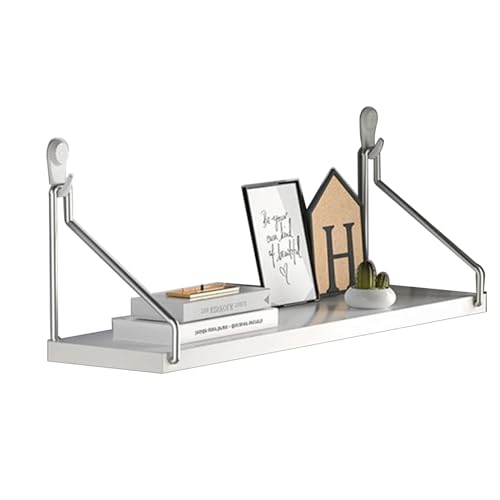 SanzIa Schwebende Regale, Rustikales Holz Wandregal für Schlafzimmer, Wohnzimmer, Bad, Küche, Büro(Color:White,Size:60x20cm) von SanzIa