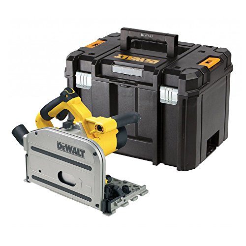 Dewalt 1.300 Watt Tauchkreissäge DWS520KT (für Führungsschienen, max. Schnitttiefe 59 mm, mit Eintauch-Rückschlagstop, Sägeblatt-ø 165 x 20 mm, variable Schnittgeschwindigkeit, flache Schutzhaube) von DEWALT