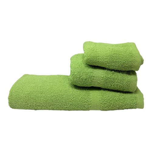 3-teiliges Handtuch-Set aus Baumwolle (Bad, Waschbecken und Bidet) – 100 % Baumwolle, weich und saugfähig (Apfelgrün) von SaoTi