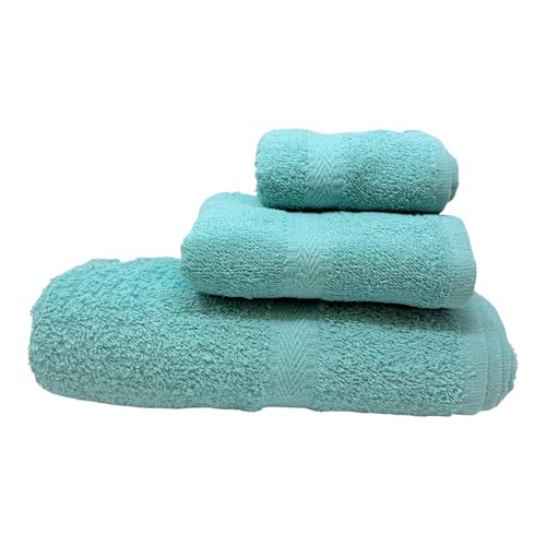 3-teiliges Handtuch-Set aus Baumwolle (Bad, Waschbecken und Bidet) – 100 % Baumwolle, weich und saugfähig (Himmelblau) von SaoTi