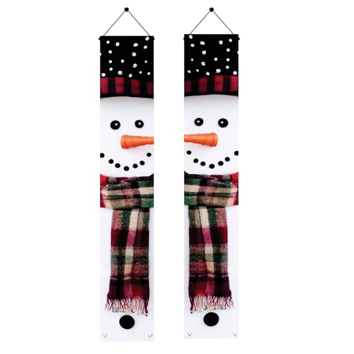 Saoplasa 2 Stück Schneemann-Veranda-Banner, 180 x 30 cm, Weihnachtstürdekorationen mit kariertem Schal, Winter-Schneemann, Gesicht, Hängeschilder für Urlaub, Eingang, Innen- und Außenbereich, Kamin Saoplasa 2 Stück Schneemann-Veranda-Banner, 180 x 30 cm, Weihnachtstürdekorationen mit kariertem Schal, Winter-Schneemann, Gesicht, Hängeschilder für Urlaub, Eingang, Innen- und Außenbereich, Kamin von Saoplasa