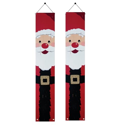 Saoplasa Weihnachtsmann-Veranda-Banner, 180 x 30 cm, rustikaler handbemalter Stil, Weihnachtsmann-Gesicht, Hängeschilder für Urlaub, Veranda, Eingang, Winterparty, Wanddekoration, 2 Stück Saoplasa Weihnachtsmann-Veranda-Banner, 180 x 30 cm, rustikaler handbemalter Stil, Weihnachtsmann-Gesicht, Hängeschilder für Urlaub, Veranda, Eingang, Winterparty, Wanddekoration, 2 Stück von Saoplasa