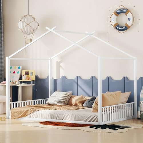 Sapgaks Kinderbett, 140 x 200, Bettgestell für Kinder, Eisen, 140 x 200, Kinderbett mit Sicherheitsbarriere, weiß, ohne Matratze Sapgaks Kinderbett, 140 x 200, Bettgestell für Kinder, Eisen, 140 x 200, Kinderbett mit Sicherheitsbarriere, weiß, ohne Matratze von Sapgaks