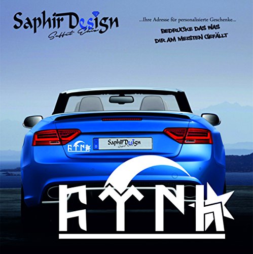 Saphir Design Göktürkce TÜRK yazi 2 / AyYildiz/Türkiye/Sehr Coole Autoaufkleber / 17x8cm / A141 Farbe Weiss von Saphir
