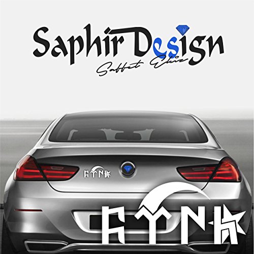 Göktürkce Yazi "TÜRK" A 154 -CIZGISIZ- Logo Amblem / 16 x 7 cm Hochleistungsfolie in der Farbe Weiß von Saphir Design