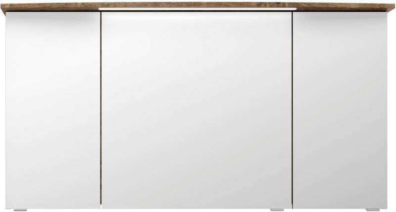 Saphir Badezimmerspiegelschrank Serie 4010 Badezimmer-Spiegelschrank inkl. LED-Beleuchtung im Kranz Badschrank 142 cm breit, 3 Türen, 6 Glas-Einlegeböden, inkl Türdämpfer von Saphir