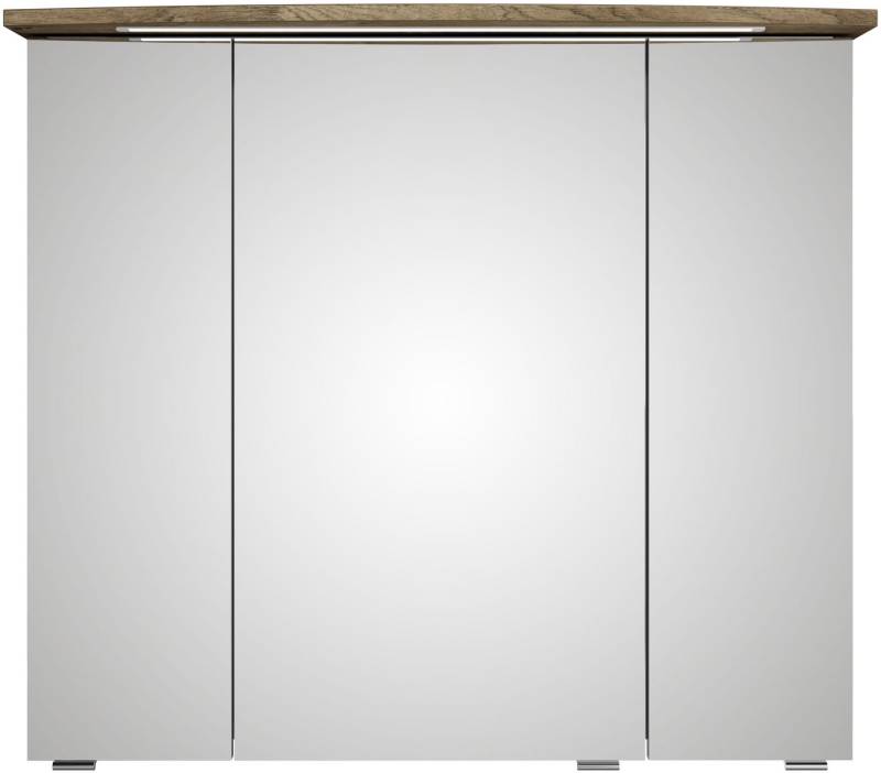 Saphir Badezimmerspiegelschrank Serie 4010 Badezimmer-Spiegelschrank inkl. LED-Beleuchtung im Kranz Badschrank 82 cm breit, 3 Türen, 6 Glas-Einlegeböden, inkl Türdämpfer von Saphir