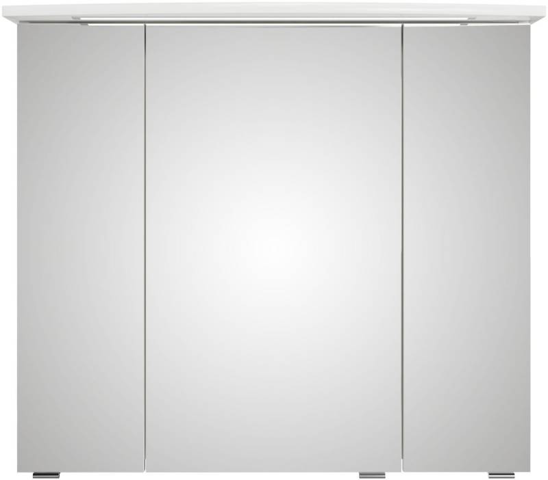 Saphir Badezimmerspiegelschrank Serie 4010 Badezimmer-Spiegelschrank inkl. LED-Beleuchtung im Kranz Badschrank 82 cm breit, 3 Türen, 6 Glas-Einlegeböden, inkl Türdämpfer von Saphir