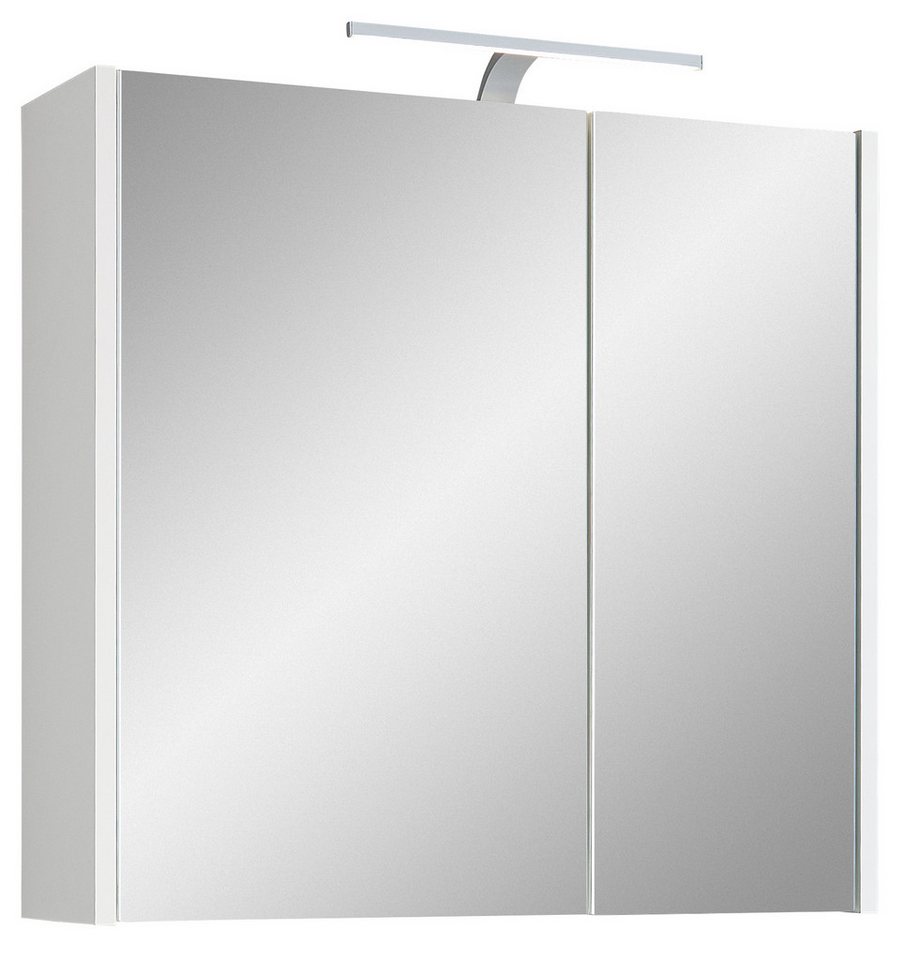 Saphir Badezimmerspiegelschrank Spiegelschrank Quickset 100, 2 Türen, 67,2cm breit, LED-Aufsatzleuchte inkl. Schalter und Steckdose von Saphir
