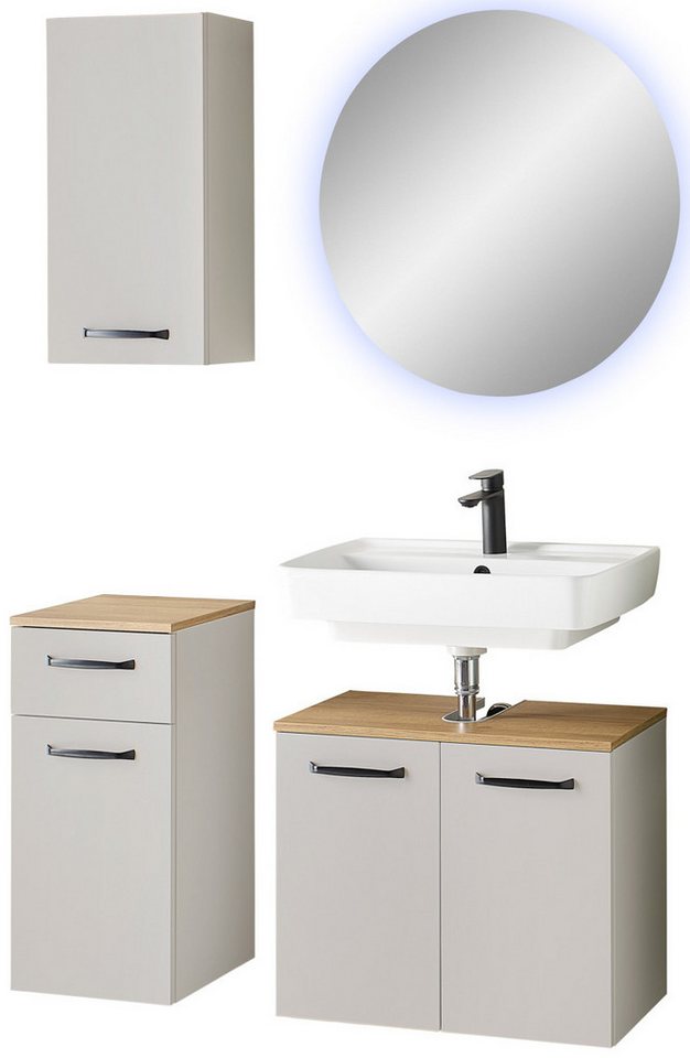 Saphir Badmöbel-Set Badmöbel-Set Quickset 500, Waschbeckenunterschrank mit Spiegel, (4-St), Badezimmer-Set mit Unterschrank und Hängeschrank von Saphir