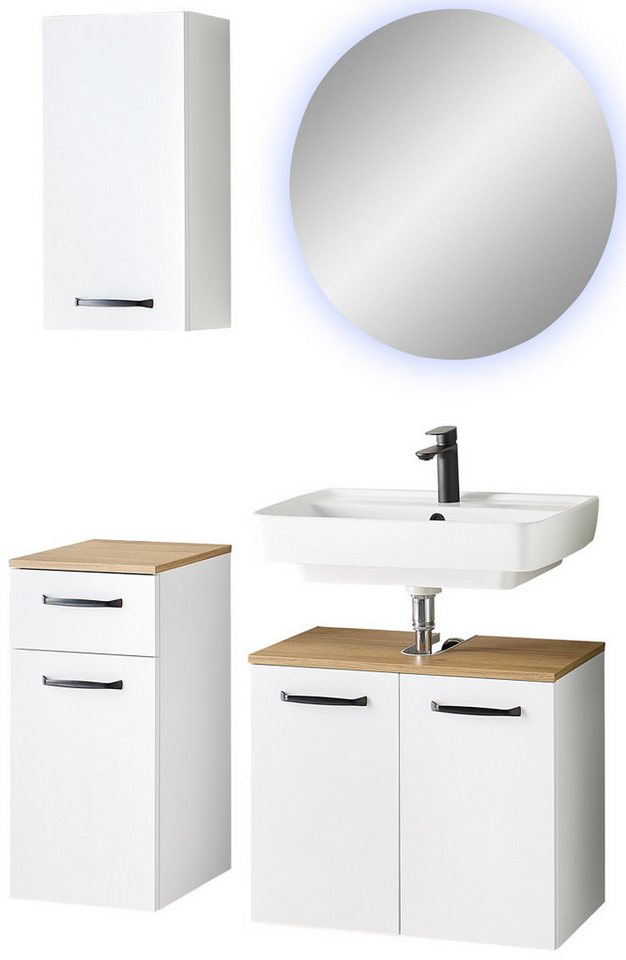 Saphir Badmöbel-Set Badmöbel-Set Quickset 500, Waschbeckenunterschrank mit Spiegel, (4-St), Badezimmer-Set mit Unterschrank und Hängeschrank von Saphir