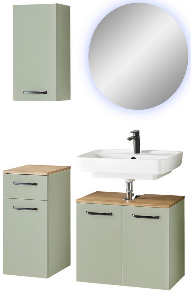 Saphir Badmöbel-Set Badmöbel-Set Quickset 500, Waschbeckenunterschrank mit Spiegel, (4-St), Badezimmer-Set mit Unterschrank und Hängeschrank von Saphir