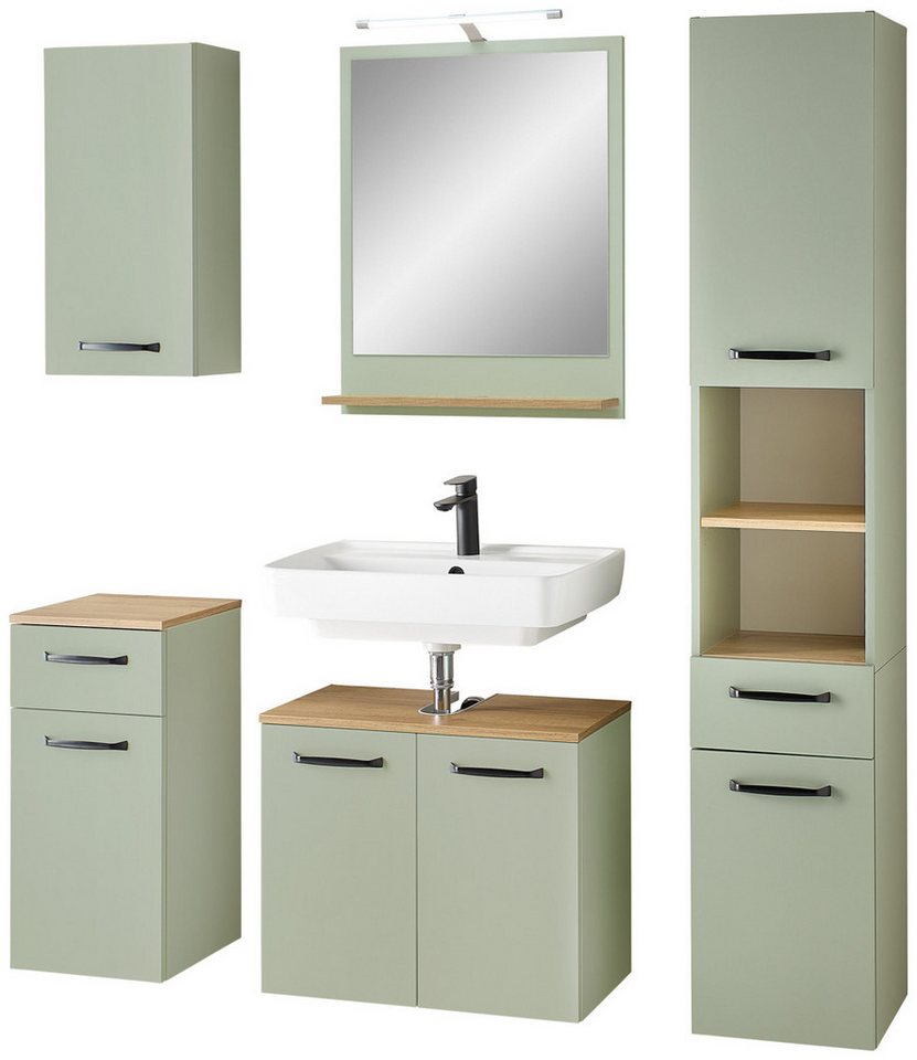 Saphir Badmöbel-Set Badmöbel-Set Quickset 500, Waschbeckenunterschrank mit Spiegel, (6-St), Badezimmer-Set mit Unterschrank, Hochschrank und Hängeschrank von Saphir