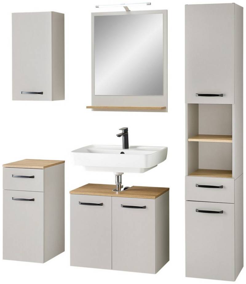 Saphir Badmöbel-Set Badmöbel-Set Quickset 500, Waschbeckenunterschrank mit Spiegel, (6-St), Badezimmer-Set mit Unterschrank, Hochschrank und Hängeschrank von Saphir