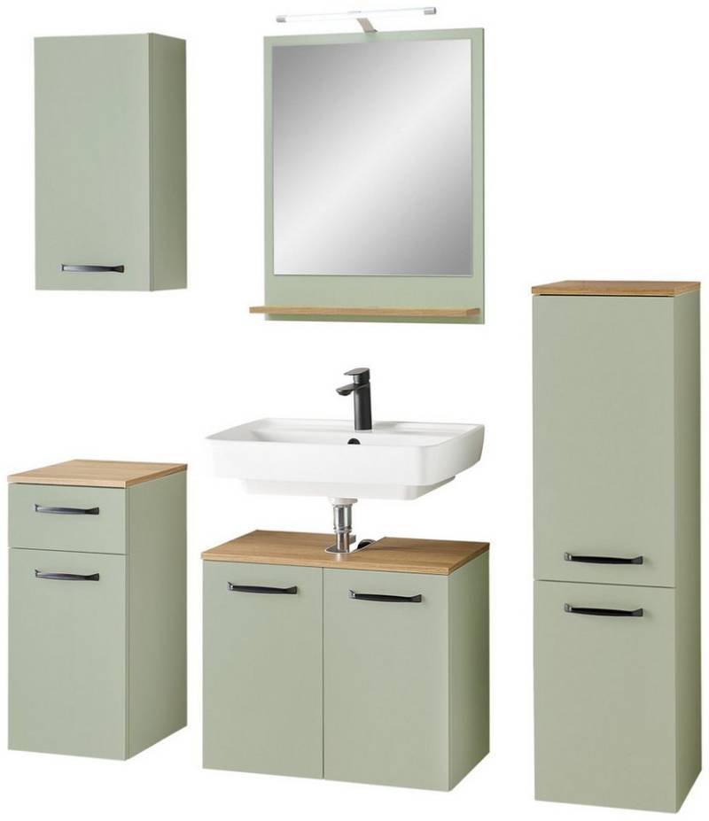 Saphir Badmöbel-Set Badmöbel-Set Quickset 500, Waschbeckenunterschrank mit Spiegel, (6-St), Badezimmer-Set mit Unterschrank, Midischrank und Hängeschrank von Saphir