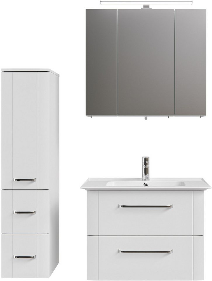 Saphir Badmöbel-Set Badmöbel-Set Serie 3006 3-teilig Keramik-Waschtisch mit Spiegelschrank, (4-St), Badezimmer-Set mit Midischrank, inkl. Türdämpfer von Saphir