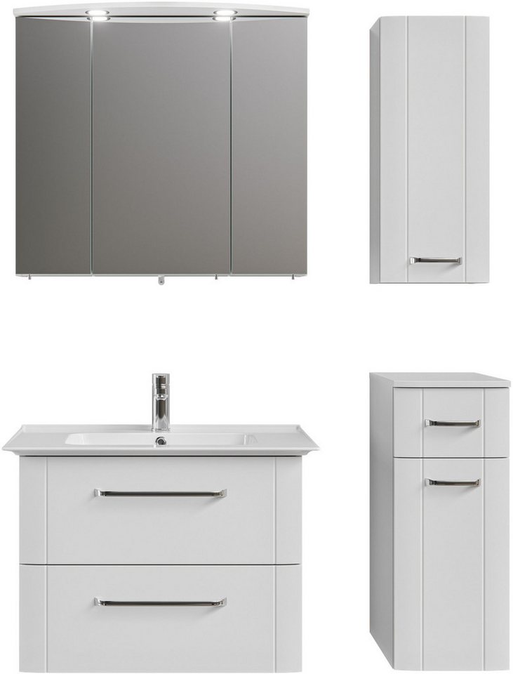 Saphir Badmöbel-Set Badmöbel-Set Serie 3006 4-teilig Keramik-Waschtisch mit Spiegelschrank, (5-St), Badezimmer Set mit Unterschrank, Hängeschrank, inkl. Türdämpfer von Saphir