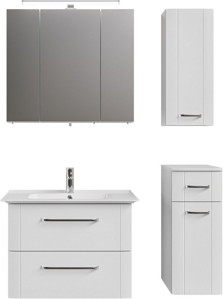 Saphir Badmöbel-Set Badmöbel-Set Serie 3006 4-teilig Keramik-Waschtisch mit Spiegelschrank, (5-St), Badezimmer-Set mit Unterschrank, Hängeschrank, inkl. Türdämpfer von Saphir