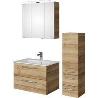Saphir Badmöbel-Set "Badmöbel-Set Trentino 3-tlg Mineralmarmorwaschtisch,LED-Spiegelschrank", (4 St.), Badezimmer-Set mit Midischrank inkl. Türdämpfer von Saphir
