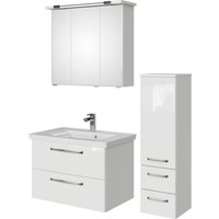 Saphir Badmöbel-Set "Badmöbel-Set Trentino 3-tlg Mineralmarmorwaschtisch,LED-Spiegelschrank", (4 St.), Badezimmer-Set mit Midischrank inkl. Türdämpfer von Saphir