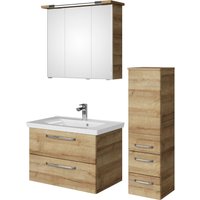 Saphir Badmöbel-Set "Badmöbel-Set Trentino 3-tlg Mineralmarmorwaschtisch,LED-Spiegelschrank", (4 St.), Badezimmer-Set mit Midischrank inkl. Türdämpfer von Saphir