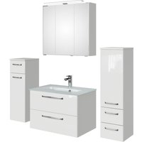 Saphir Badmöbel-Set "Badmöbel-Set Trentino 4-teilig Glas-Waschtisch mit LED-Spiegelschrank", (5 St.), Badezimmer-Set mit Midischrank und Unterschrank inkl. Türdämpfer von Saphir