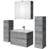 Saphir Badmöbel-Set "Badmöbel-Set Trentino 4-teilig Glas-Waschtisch mit LED-Spiegelschrank", (5 St.), Badezimmer-Set mit Midischrank und Unterschrank inkl. Türdämpfer von Saphir