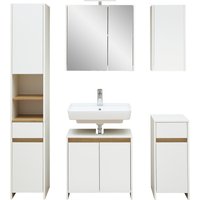 Saphir Badmöbel-Set "Quickset 100, Waschbeckenunterschrank mit Spiegelschrank", (5 St.), Badezimmer-Set mit Unterschrank, Hängeschrank und Hochschrank in Weiß von Saphir