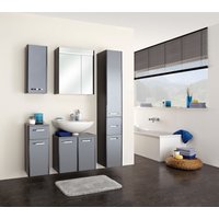 Saphir Badmöbel-Set "Quickset 327 5-teilig, Waschbeckenunterschrank und LED-Spiegelschrank", (Set, 5 St.), Anthrazit Hochglanz, inkl. Türdämpfer, ohne Waschbecken, mit 8 Türen von Saphir