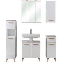 Saphir Badmöbel-Set "Quickset 931 5-teilig, Waschbeckenunterschrank und LED-Spiegelschrank", (Set, 5 St.), Weiß Glanz, inkl. Türdämpfer, ohne Waschbecken, 8 Türen, 2 Schubladen von Saphir