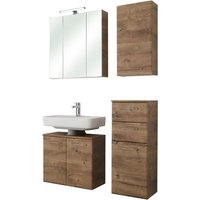 Saphir Badmöbel-Set "Quickset 943 4-teilig, Glaswaschtisch und LED-Spiegelschrank", (Set, 4 St.), Badmöbel ohne Waschbecken, inkl. Türdämpfer, 7 Türen, 2 Schubladen von Saphir