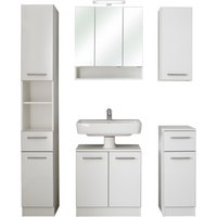 Saphir Badmöbel-Set "Quickset 953 5-teilig, Waschbeckenunterschrank und LED-Spiegelschrank", (Set, 5 St.), in Weiß Glanz, Badmöbel inkl. Türdämpfer, ohne Waschbecken, 9 Türen von Saphir