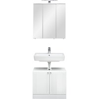 Saphir Badmöbel-Set "Quickset 955 2-teilig, Waschbeckenunterschrank und LED-Spiegelschrank", (Set, 2 St.), in Weiß Hochglanz, Badmöbel ohne Waschbecken, 5 Türen von Saphir