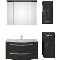 Saphir Badmöbel-Set "Serie 4005, vormontiert, Glaswaschbecken, Spiegelschrank", (Set, 5 St.), Badezimmer-Set mit Unterschrank, Hängeschrank, inkl. Türdämpfer von Saphir