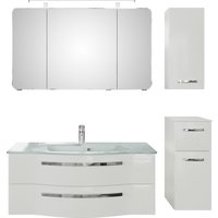Saphir Badmöbel-Set "Serie 4005, vormontiert, Glaswaschbecken, Spiegelschrank", (Set, 5 St.), Badezimmer-Set mit Unterschrank, Hängeschrank, inkl. Türdämpfer von Saphir